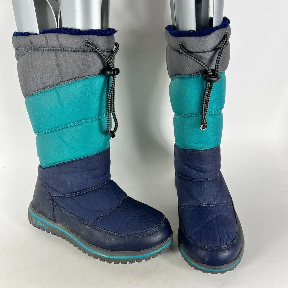 L.L. Bean Ultralight Snow Boots Kids 1 Navy/Blue Pine Insulation Fleece-Lined
